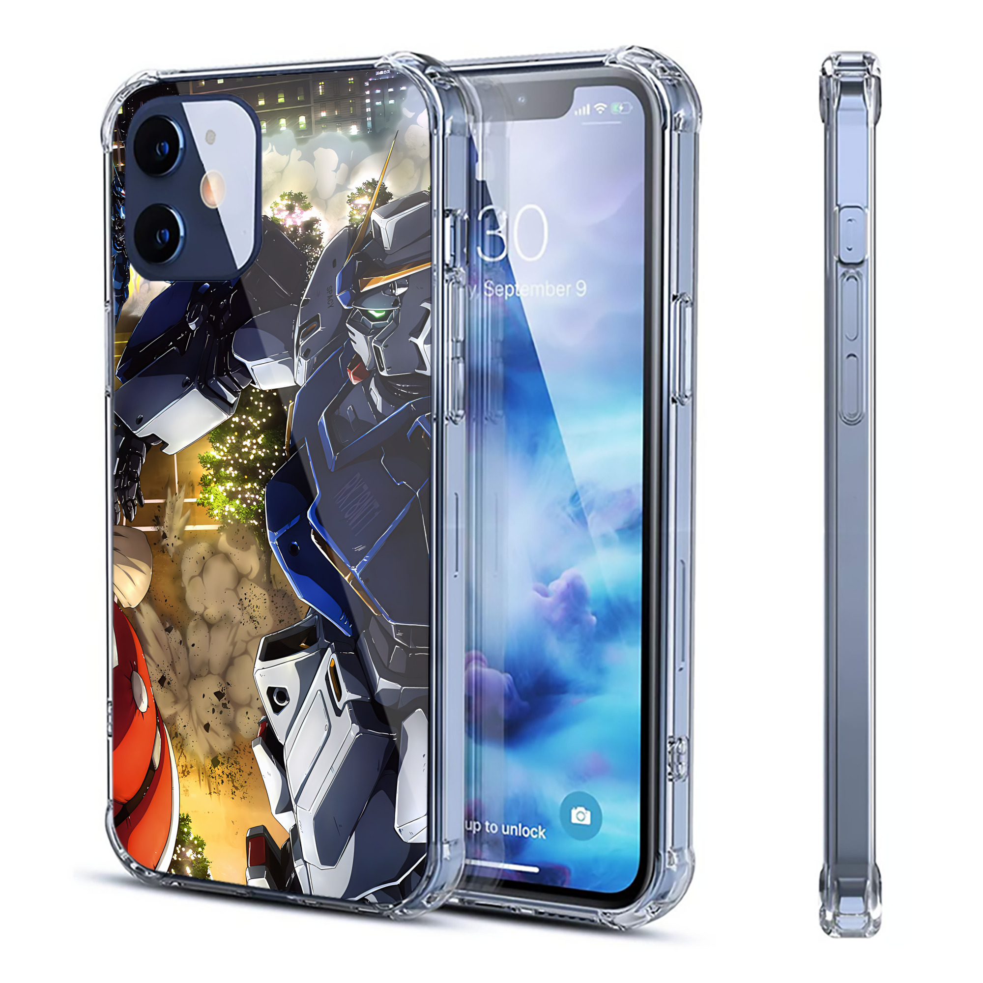 （画像用） 機動戦士ガンダム Mobile Suit Gundam 【iPhone 12シリーズ対応】透明スマホケース（クリアソフトケース）